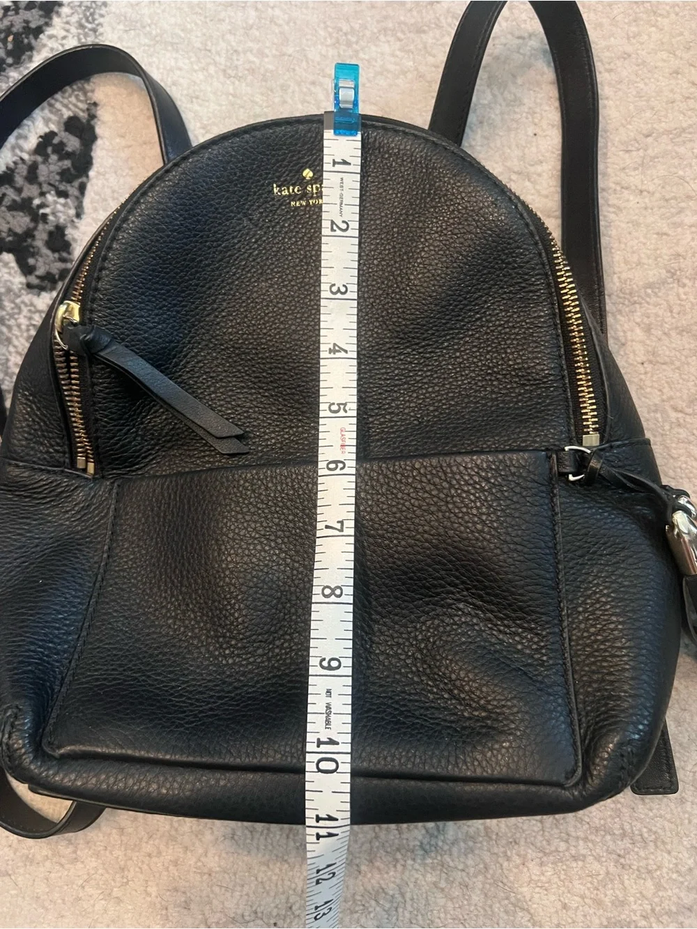 Kate Spade Pebbled Leather Mini Backpack 11x11 Black & Gold